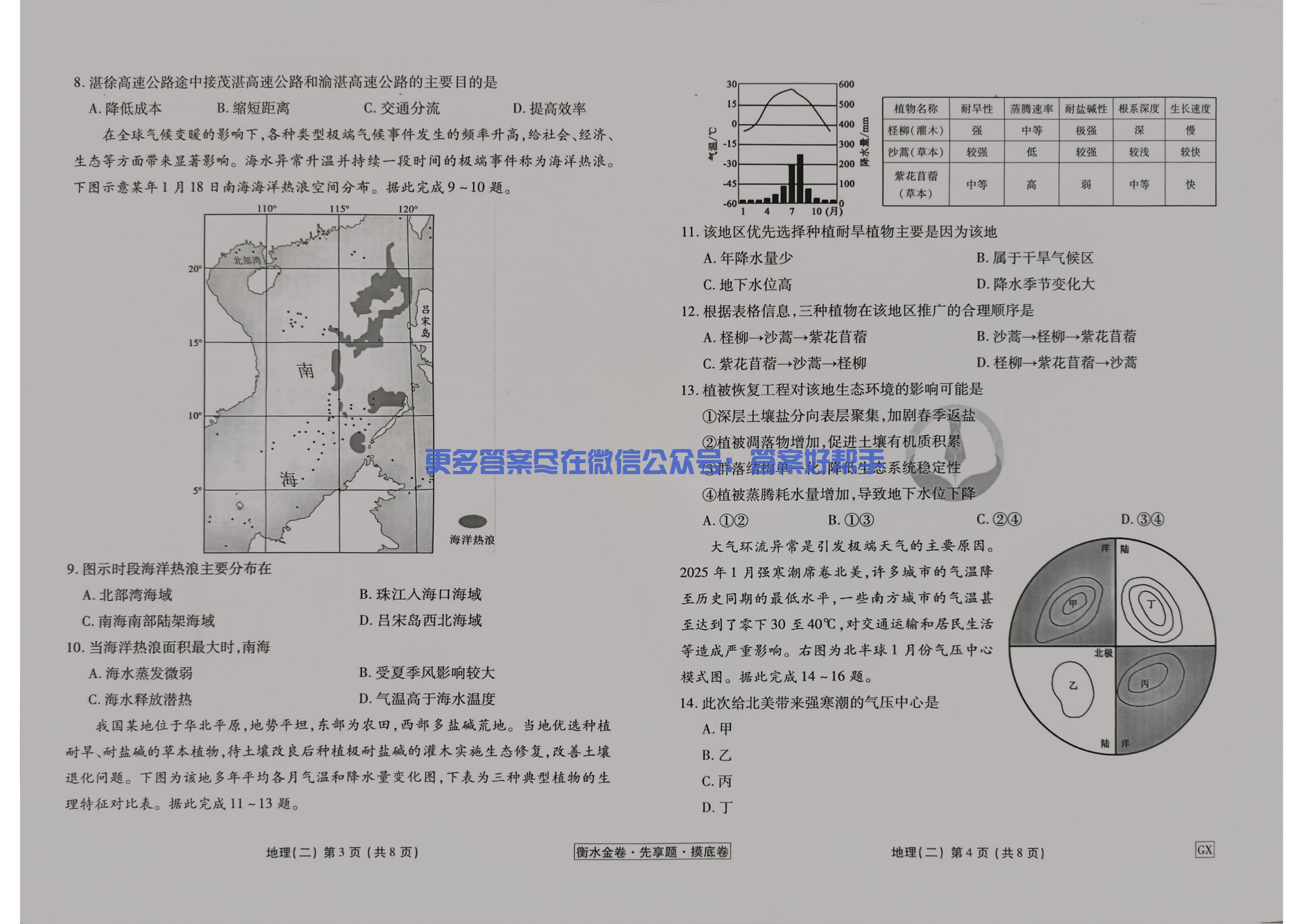 2026衡水金卷先享题摸底测试卷地理GX2试卷